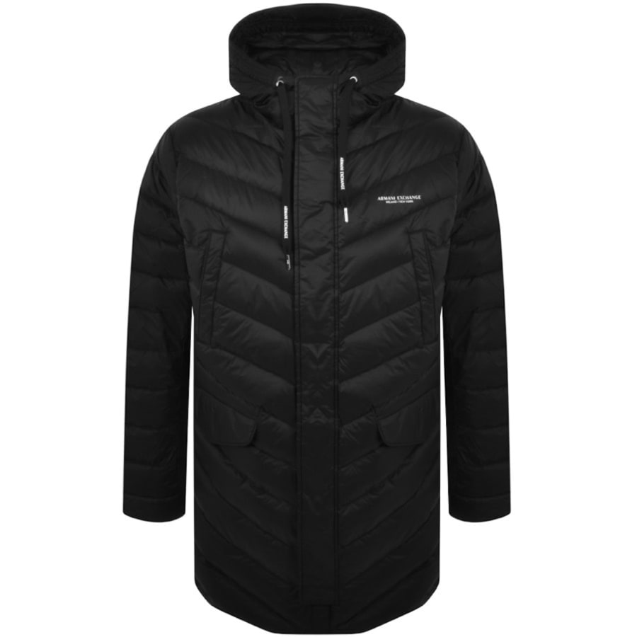 Armani Exchange Hooded Down Jacket Black Mainline Menswear